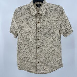 Paige Mens Becker Shirt Pepper Allover‎ Print Button Front Short Sleeve S $169